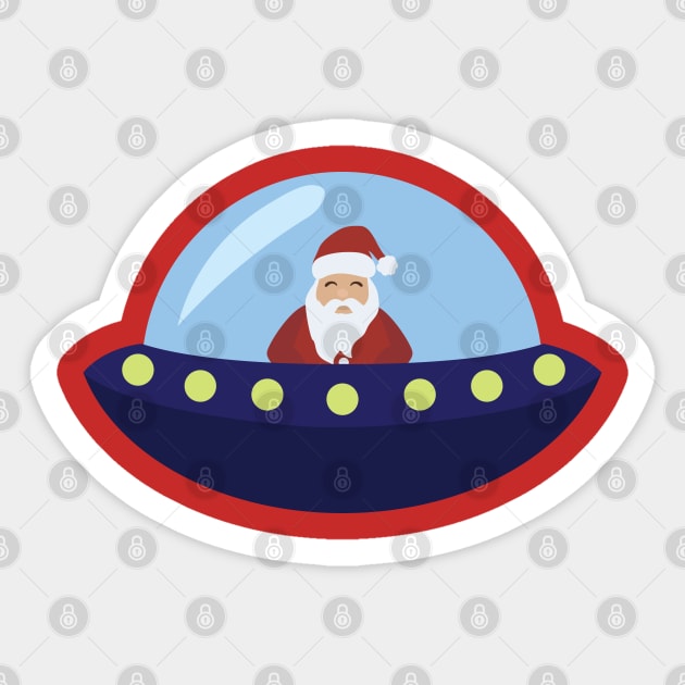 Santa flying UFO Sticker by holidaystore